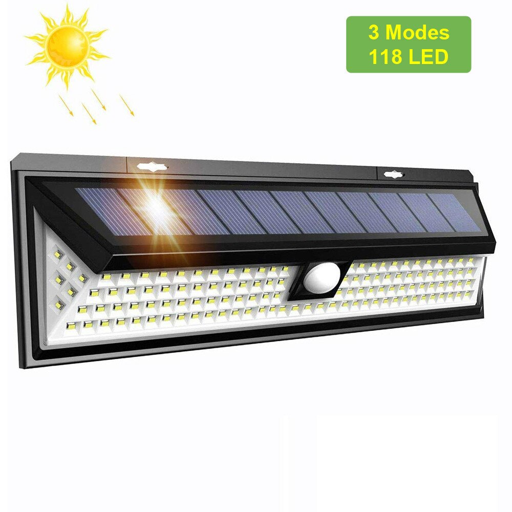 118/180 Led Solar Light Solar Lamp Met Pir Motion Sensor 3 Modus Waterdichte Outdoor Wandlamp Voor Tuin Yard Pathway decoratie: 118 Leds Solar Light