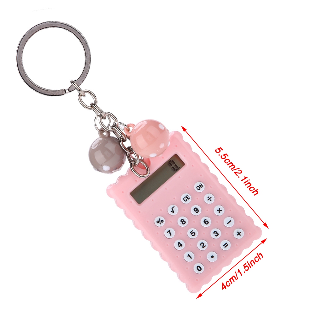 Portable Mini 8 Digits Calculators Keychain Electronic Calculator Battery Power Calculators School Student Calculating Tools