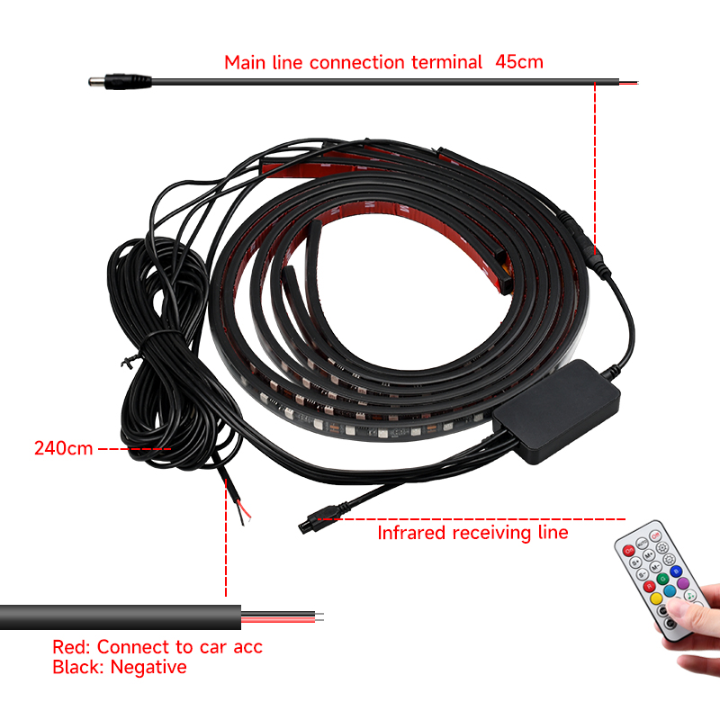 Symphony-tira de luces LED con retroiluminación para coche, lámpara de neón para debajo del cuerpo, 12V, RGB, Control remoto por voz, atmósfera decorativa automática