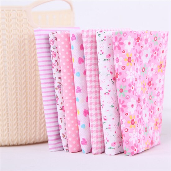 7Pcs/set Printed Cotton Fabric Scrapbooking Cloth DIY Handmade Patchwork Material for Needlework Sewing Accessory Bundle Sewing: 7pcs cloth fabric 7