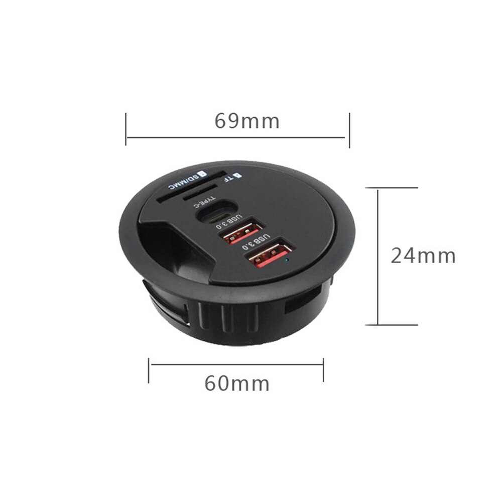 USB Desk Hub USB3.0 HUB With 3 Port USB3.0 TF/SD MCC Adapter For Desktop PC USB HUB Desk Mount USB 3.0 Splitter Cable lenth 80cm