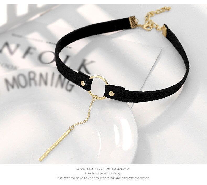Anhänger Halsband Halskette Schwarz Samt Gürtel Streifen Quaste Ketten Frauen Schmuck Jahrgang Runde Halsband Halskette Kragen Schmuck