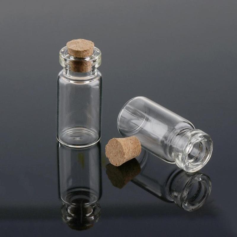 Frascos de vidrio para botellas pequeñas, recipientes de decoración Diy, Mini frascos para mensajes baratos, adornos, tapón de corcho para deseos, , 1 ud.
