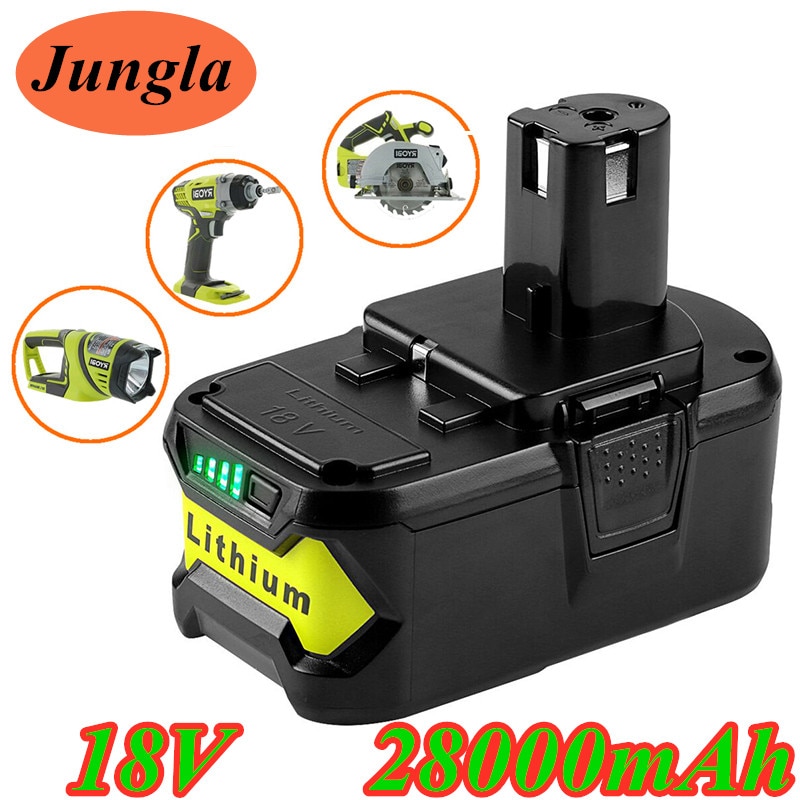 Hög kapacitet 18v 28000 mah li-ion för ryobi  p108 rb18 l 40 uppladdningsbart batteri elverktygsbatteri ryobi one