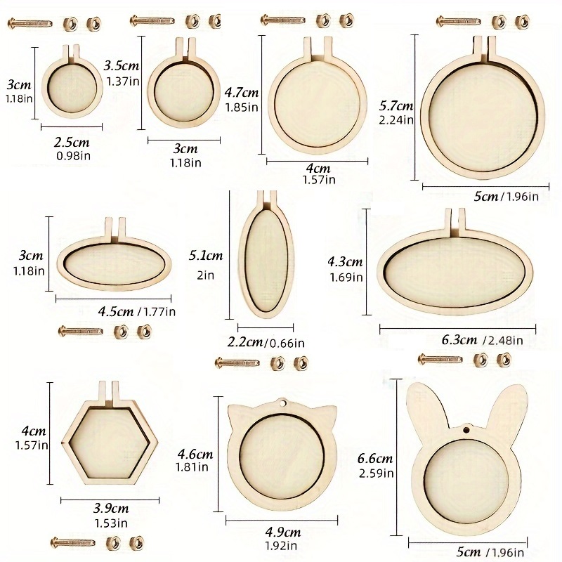 10 pezzi mini cerchio da ricamo anello in legno ciondolo rotondo misto kit telaio punto croce per gioielli portachiavi artigianato accessori per cucire: Cioccolato