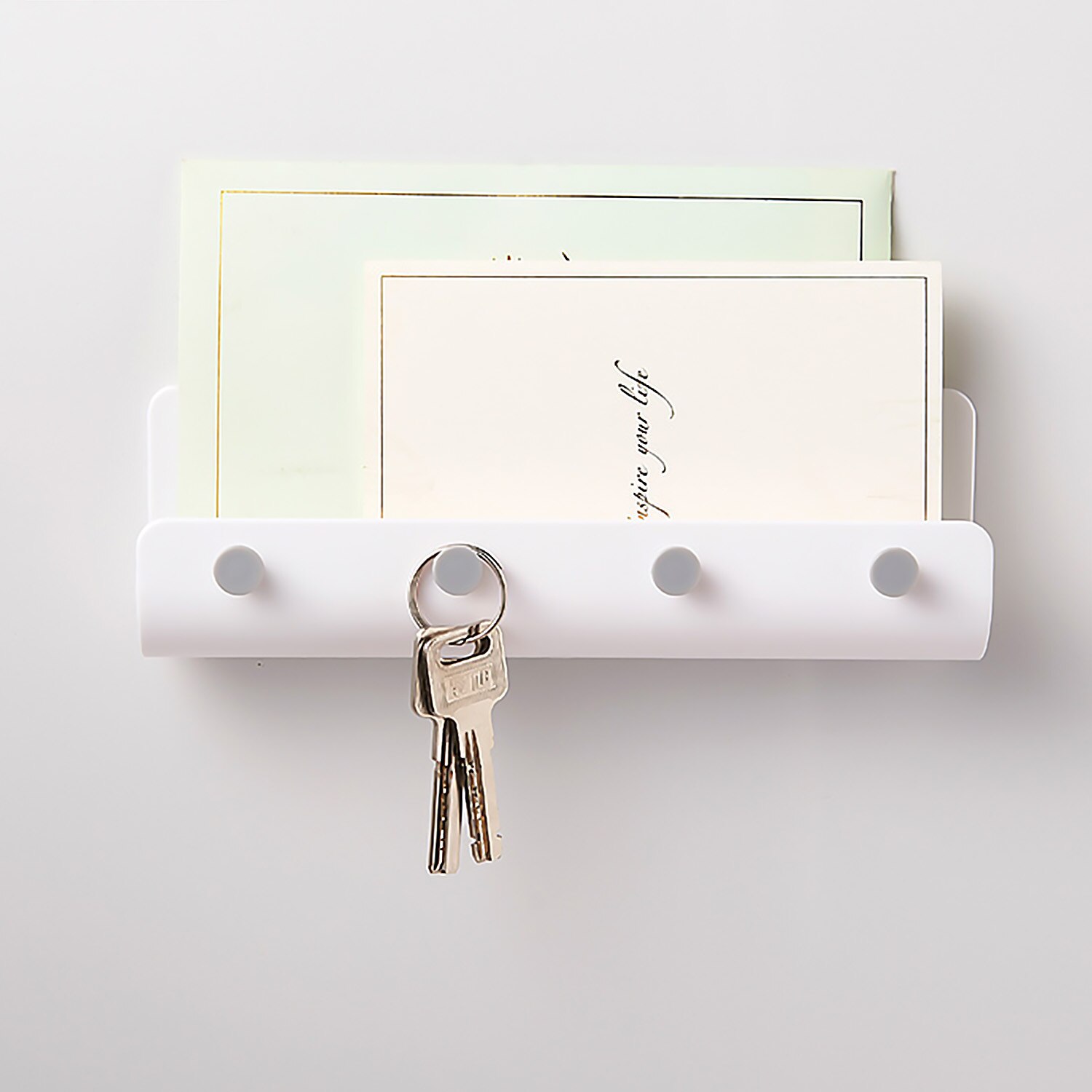 4-Hook U-shape Wall Mount Hooks Self-Adhesive Keys Storage Rack Holder Hanger Organizer for Home Office Kitchen Living Room