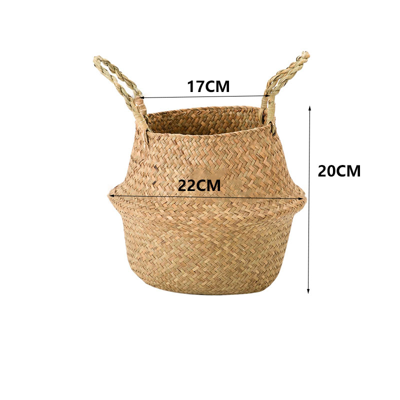Handmade Wicker Planter Storage Flower Baskets Laundry Storage Decorative Basket Pot Rattan Flower Planters Household Organizer: 17x22x20cm