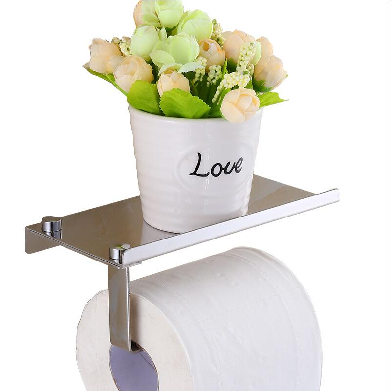 Stainless Steel Bathroom Paper Phone Holder with Shelf Bathroom Mobile Phones Gold Towel Rack Toilet Paper Holder Tissue Boxes