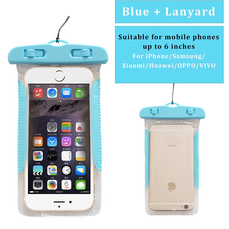 Pływające wodoodporna etui na szyję pasek na szyję smycz wielofunkcyjne podwodne TPU sucha torba dla Huawei Honor 10 P20 Lite dla iPhone 7: Blue
