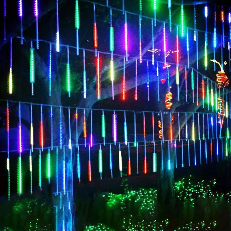 LED Meteor Shower Rain Lights Waterproof Falling Raindrop Fairy String Light for Christmas Party Patio Decor 30CM 50CM