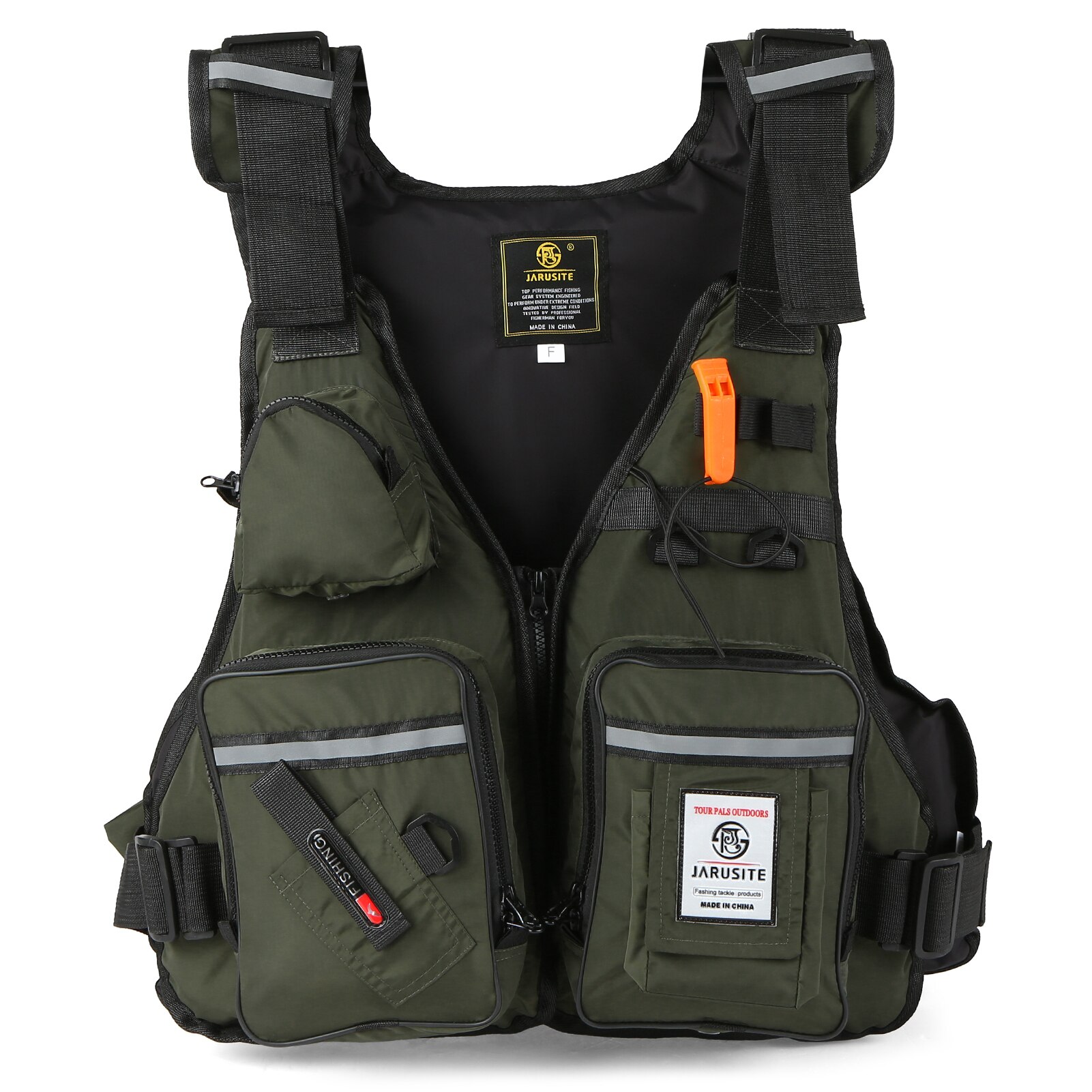 Professionele Vissen Reddingsvest Meerdere Zakken Veiligheid Zwemvest Floatation Vest Volwassenen Drijfvermogen Vest Voor Rescue Drifting: J28  Army green