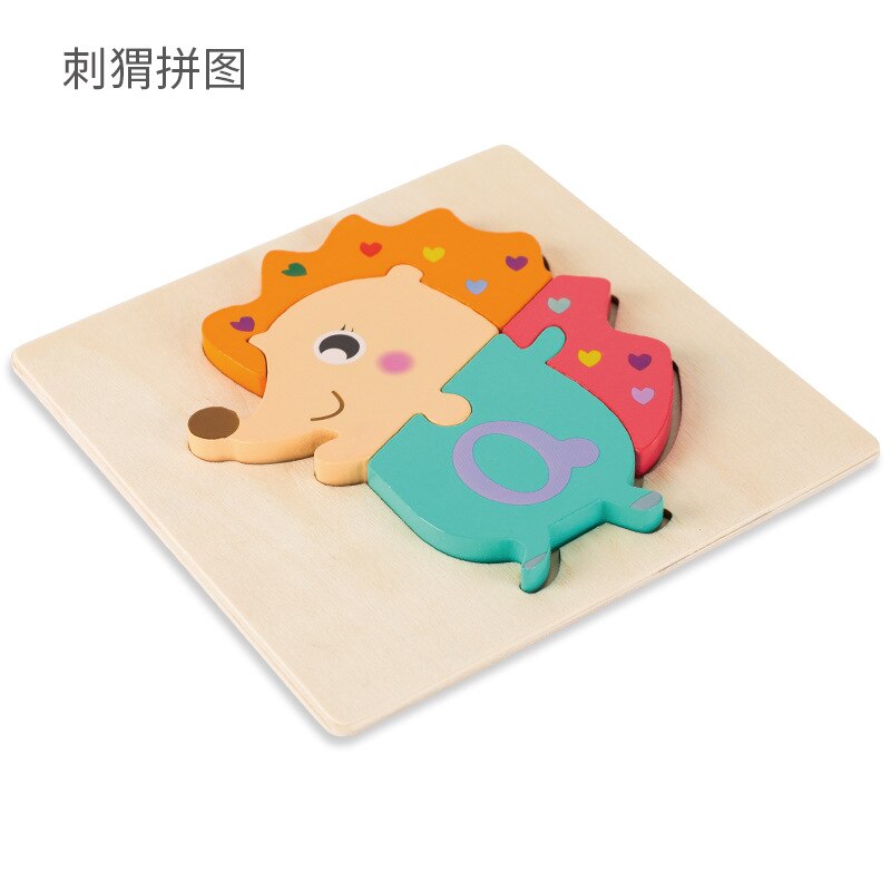 Baby Spielzeug Holz 3D Puzzle Cartoon Tier Eule Elegante Intelligenz Kinder Pädagogisches Kinder Tangram Formen Lernen Jigsaw: hedgehog