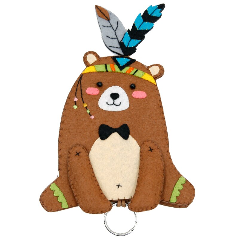 Handmade Sewing Cute Bear Key Bag Felt Bear Dolls Key Holder Organizer Bag Non-Woven Fabric Free Cutting Material DIY Package