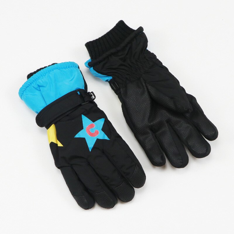 Vliegtuig Print Winter Jongens Meisjes Handschoenen Waterdicht Antislip Dikke Warme Kids Wanten Skiën Sneeuw Sport Kinderen Handschoenen: D Black