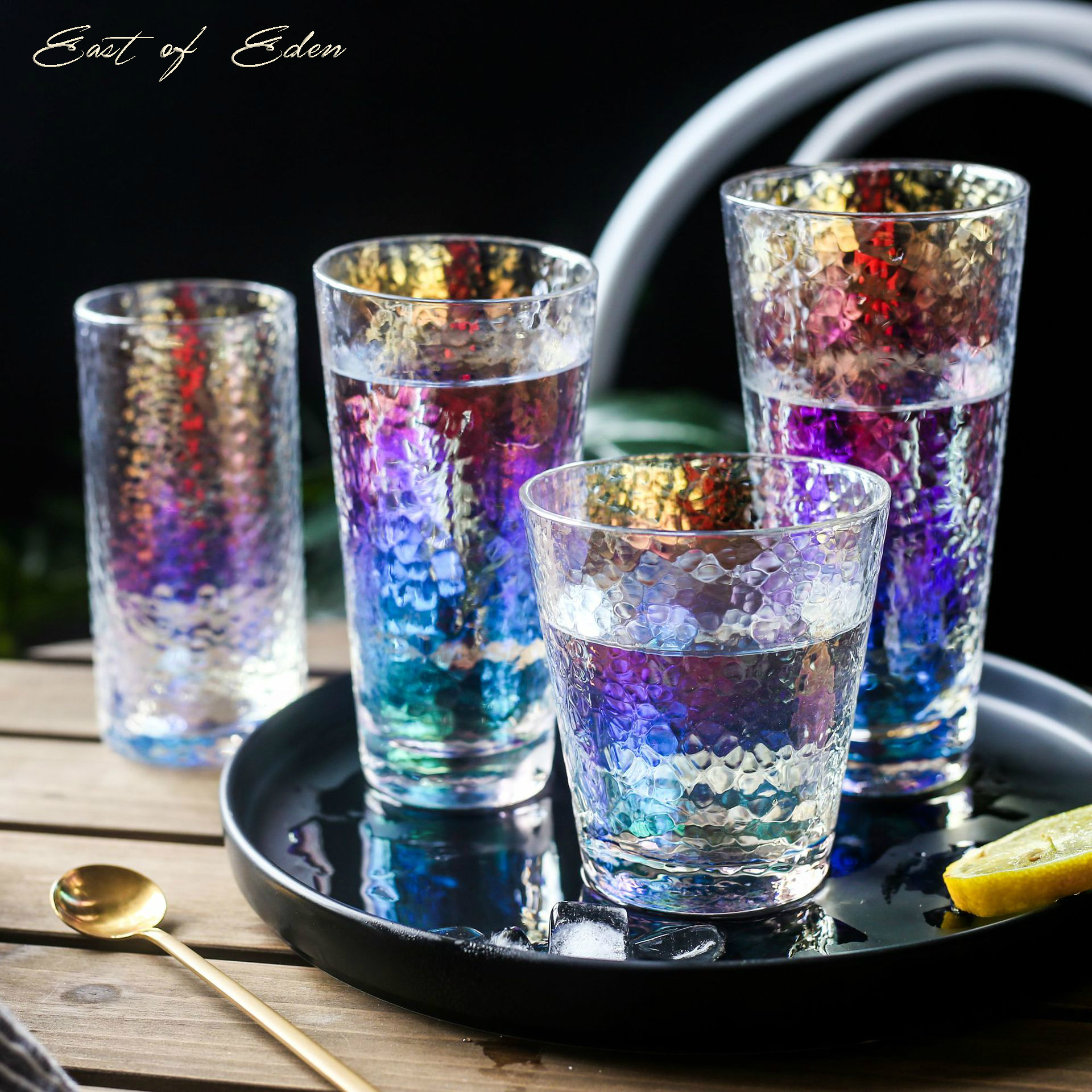 Eeat van Eden Japanse stijl kleurrijke hamer eye glas Ion plating kantoor water kopje thee cup huishoudelijke wijn glas melk cup