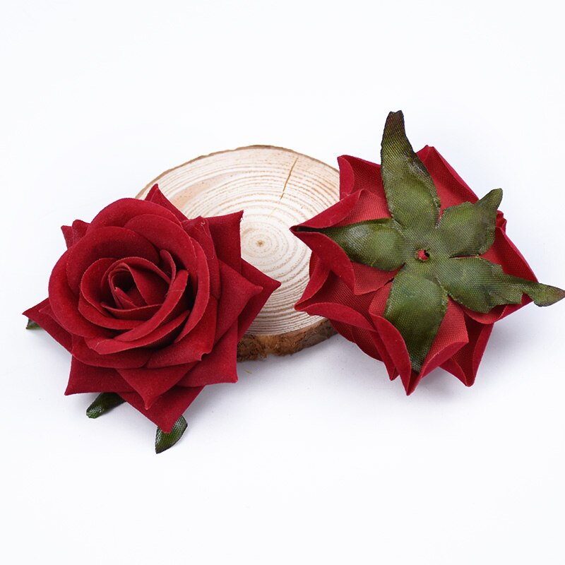 100 stk flannel roser silke blomster væg kunstige planter hjem bryllup dekoration diy scrapbog slik æske broche foto rekvisitter: 9