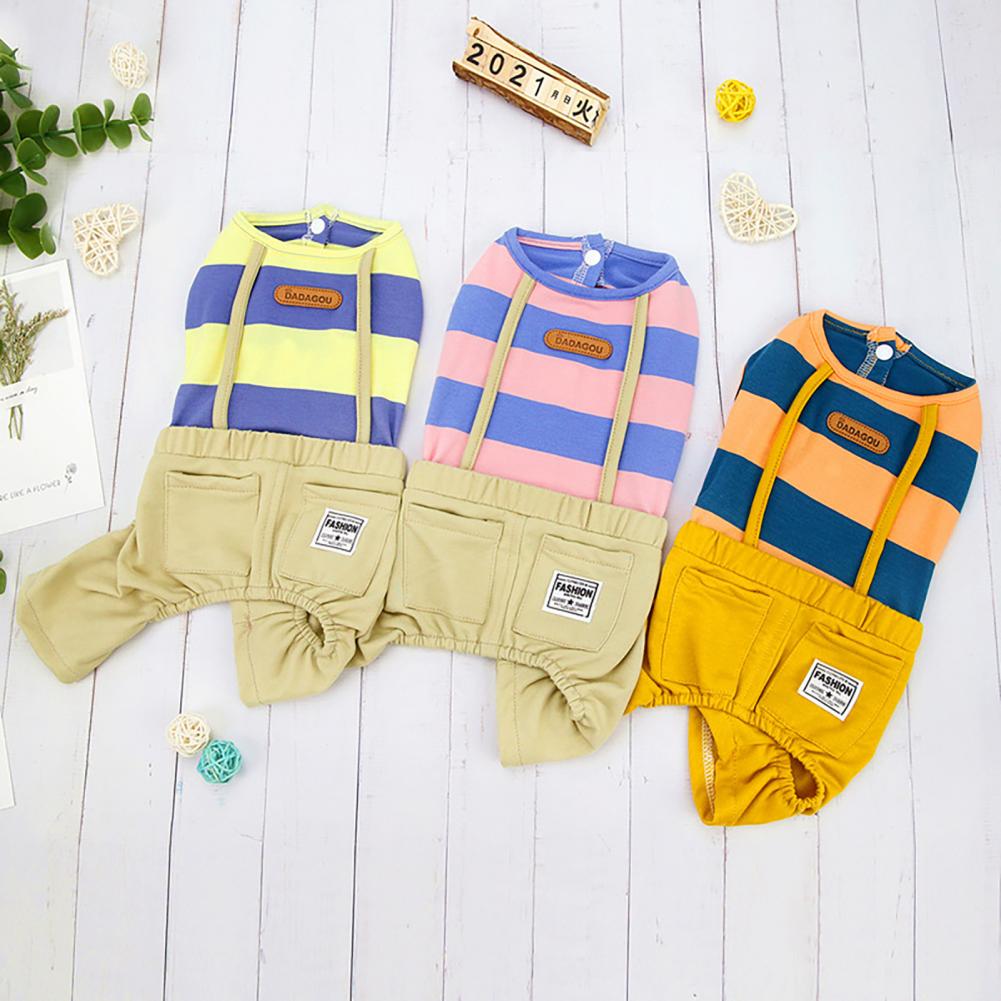 50% Sales! Pet Overall Stripe Soft Cotton Puppy Jumpsuit for Walking