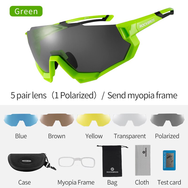 Gafas de ciclismo ROCKBROS, gafas de miopía fotocromáticas polarizadas para bicicleta, gafas deportivas para hombre y mujer, gafas de sol para pescar y ciclismo: Half-frame Green