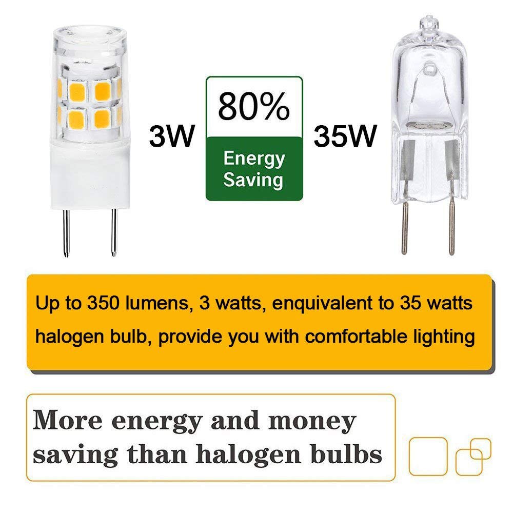 Led  g8 pære  g8 gy8.6 bi- pin base led ikke dæmpbar  t4 g8 base bi-pin xenon jcd type led 120v (5- pack) glødepære