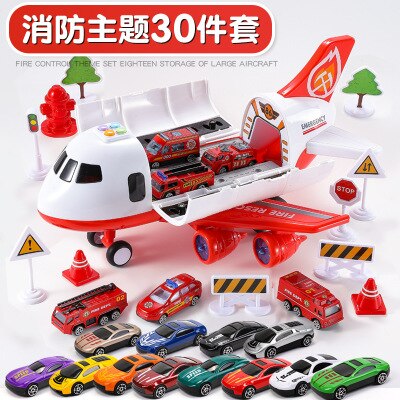 Kinderen Speelgoed Vliegtuig Grote Jongen Baby Politie Legering Auto Parkeerplaats Grote Vliegtuig Model Speelgoed Auto: Fire car 30 pcs