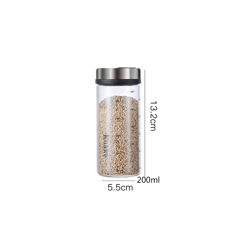 High borosilicate kitchen glass seasoning jar sauce vinegar salt condiment airtight bottle pepper spice shaker with rotating lid: set 1