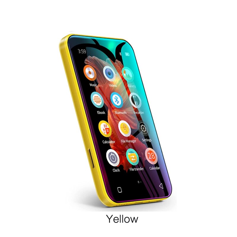 Reproductor MP3 portátil con Bluetooth, WiFi, MP4, MP5, sonido HiFi, música, pantalla táctil completa de 4,0 pulgadas, FM, grabadora, navegador, soporte máximo de 512GB: YELLOW / 32 GB