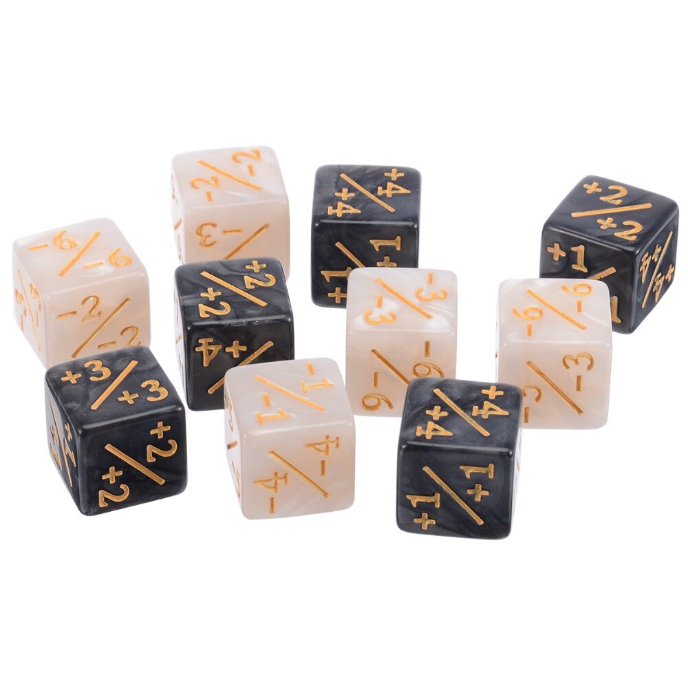 10Pcs Nero Bianco Dadi Contatore + 1/+ 1 Dadi Festa A Casa Divertente Outdoor Dadi Per La Magia Il la raccolta di Gioco Conteggio Dadi Giocattolo Set