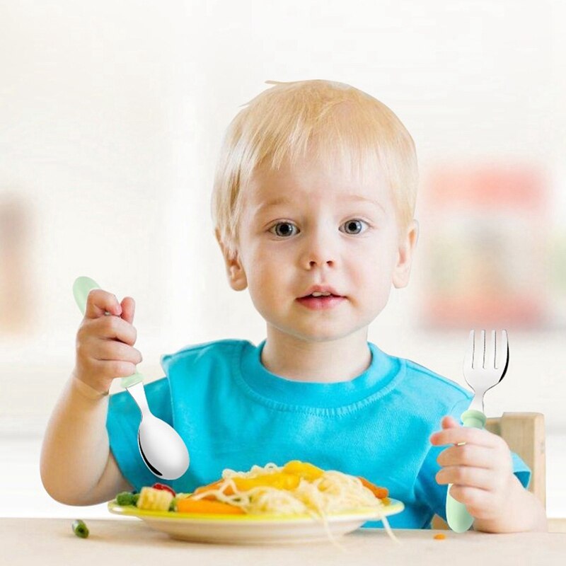 3 stk børn ske gafler æske børn rustfrit stål børn bestik bærbare baby fodringsredskaber baby skeer baby service