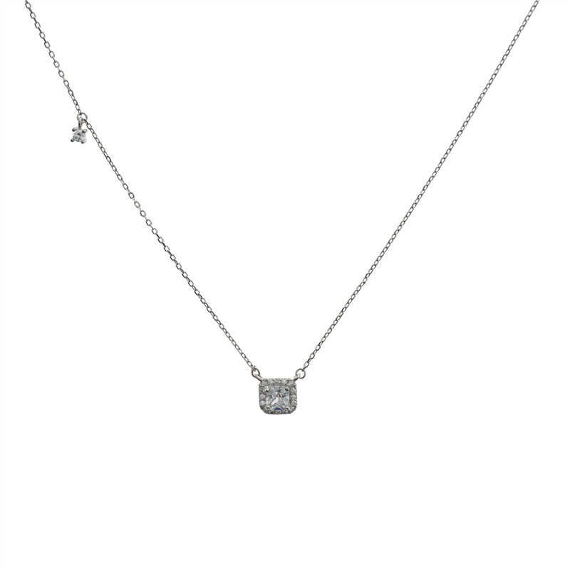 Louleur 925 Sterling Silver Zircon Necklace Shining Square Diamond Choker Necklace For Party Female Jewelry