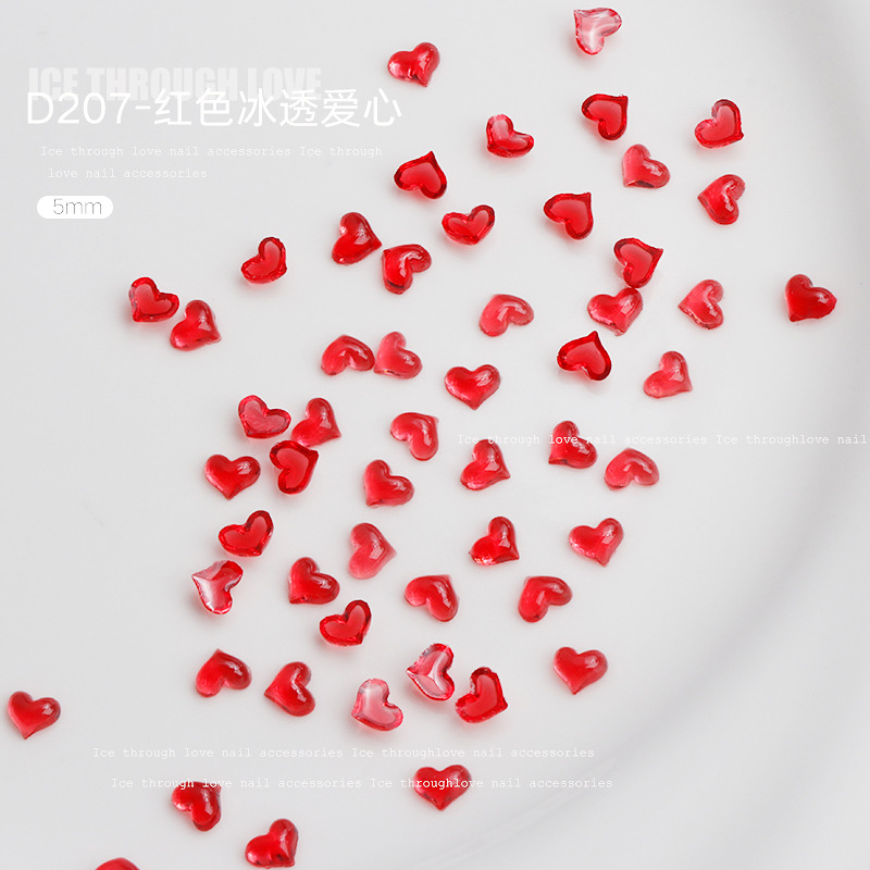 100 Uds. Decoraciones transparentes para decoración de uñas con forma de corazón de amor, dijes 3D para uñas, gemas de diamantes de imitación con parte posterior plana de resina para accesorios de manicura DIY