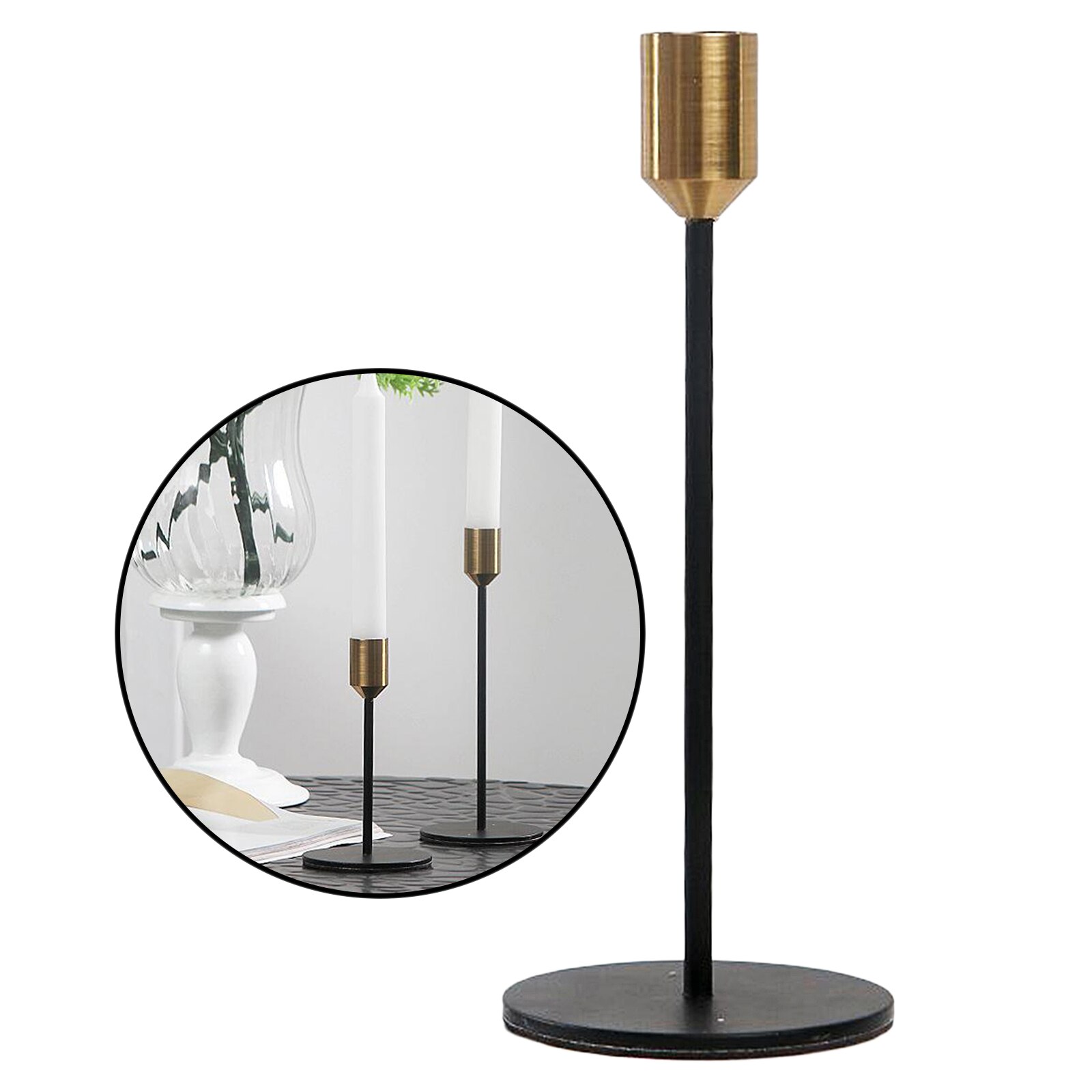Iron Taper Candle Holder Candlestick Table Centerpiece Dinner Decor S: L