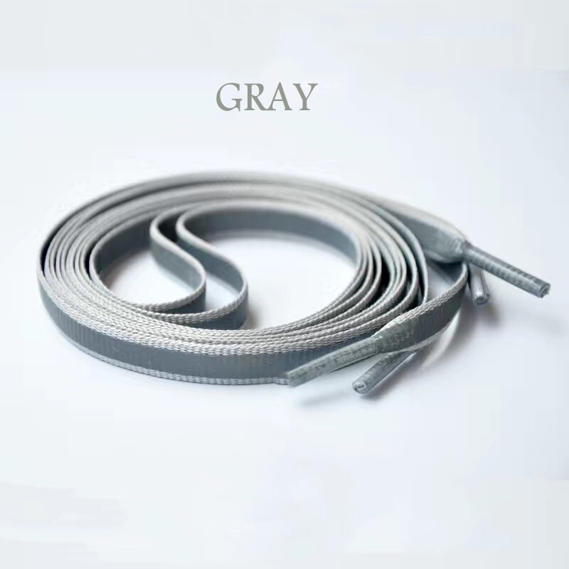 Reflecterende veters met platte breedte voor hardloopschoenen, veiligheidslichtgevende grijze lichtgevende veters voor sneakers, unisex voor sport, canvas schoenen: Grijs