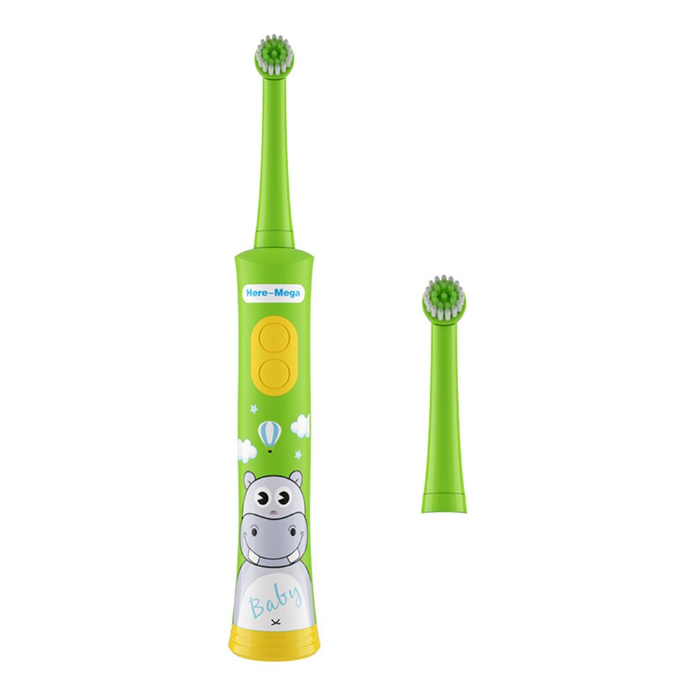 Cepillo de dientes eléctrico de HERE-MEGA para niños, cepillo de dientes automático para niños, cepillo de dientes de bebé con rotación Musical, resistente al agua: R01x green