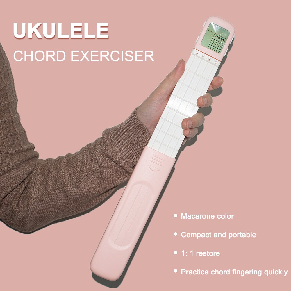 Muslady-Ukelele portátil, entrenador de acordes, herramienta de práctica de digitación Uke con pantalla de tabla de acordes giratoria de 360 ° para principiantes