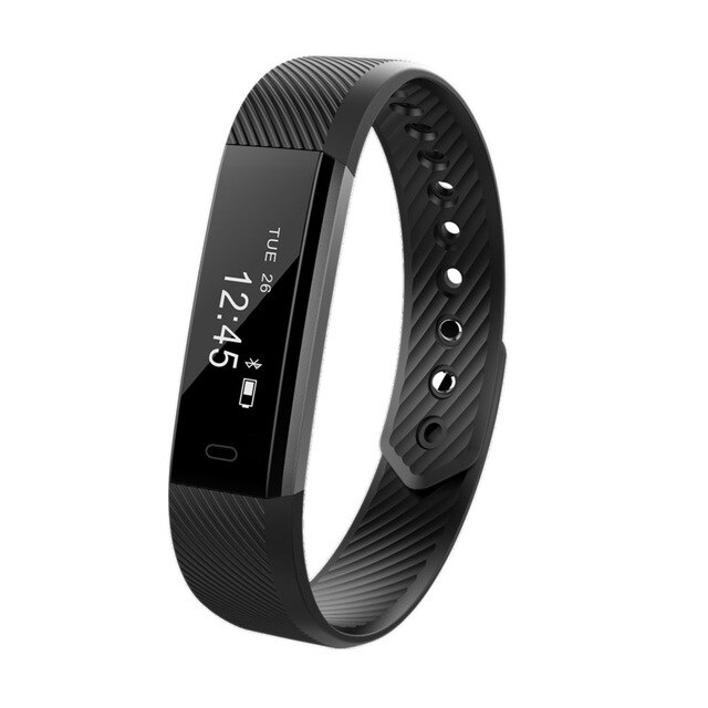 ID115 Banda Intelligente Contapassi Braccialetto Fitness SmartBand Allarme Orologio di Vibrazione Wristband pk ID107 fit bit miband2 Orologio Cuore: Black