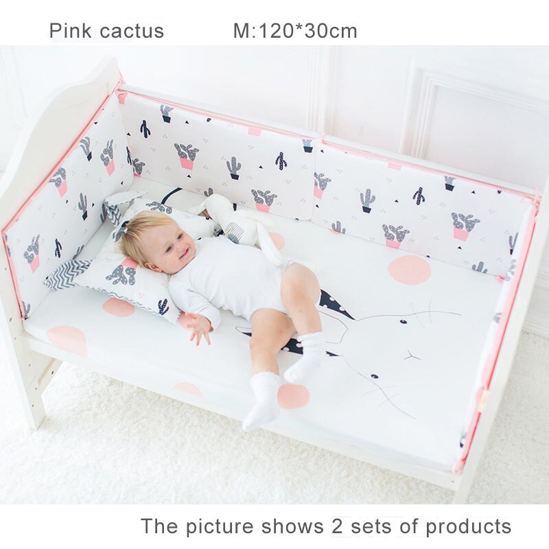 2 stks/set Babybedje Bed Dikker Bumpers Katoen Cartoon Veiligheid Bed Rond Kussen Cot Protector Kussens Pasgeborenen Bumper Room Decor: cactus M