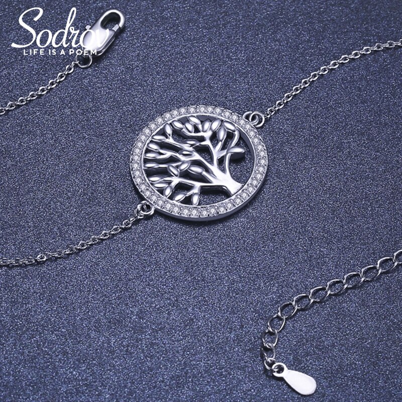 Sodrov Sterling Silver 925 20mm Round Life Tree bracciale in argento Sterling per donna bracciale albero gioielli in argento 925