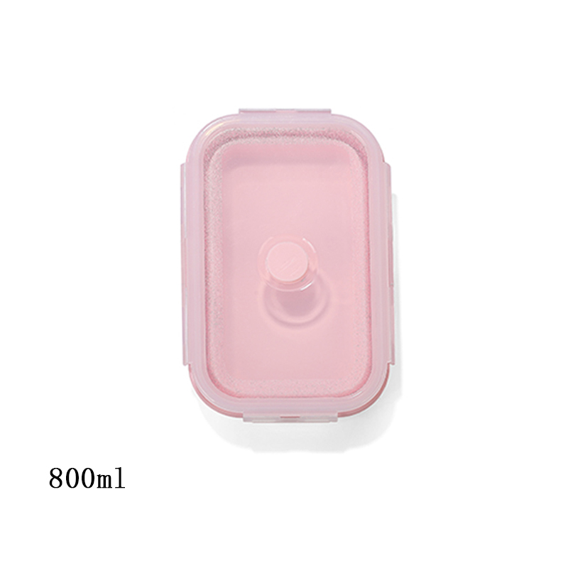 Silicone Inklapbare Lunchbox Voedsel Opslag Container Bento Microwavable Draagbare Picknick Outdoor Camping Lunchbox: 800ml pink