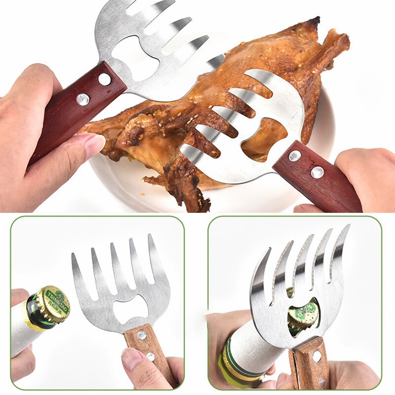 YOMDID Multifunctional Meat Separator BBQ Bottle Opening Tool Stainless Steel Meat Tearing Forks Bear Claw Meat Dividing Machine