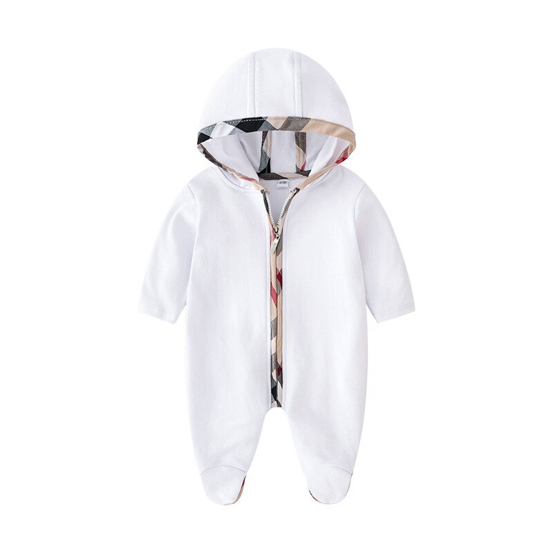 Novo padrão do bebê meninos e meninas cardigan outono e inverno teste padrão do bebê capuz macacão de inverno recém-nascido casaco macio f04: White / 9-12 Months