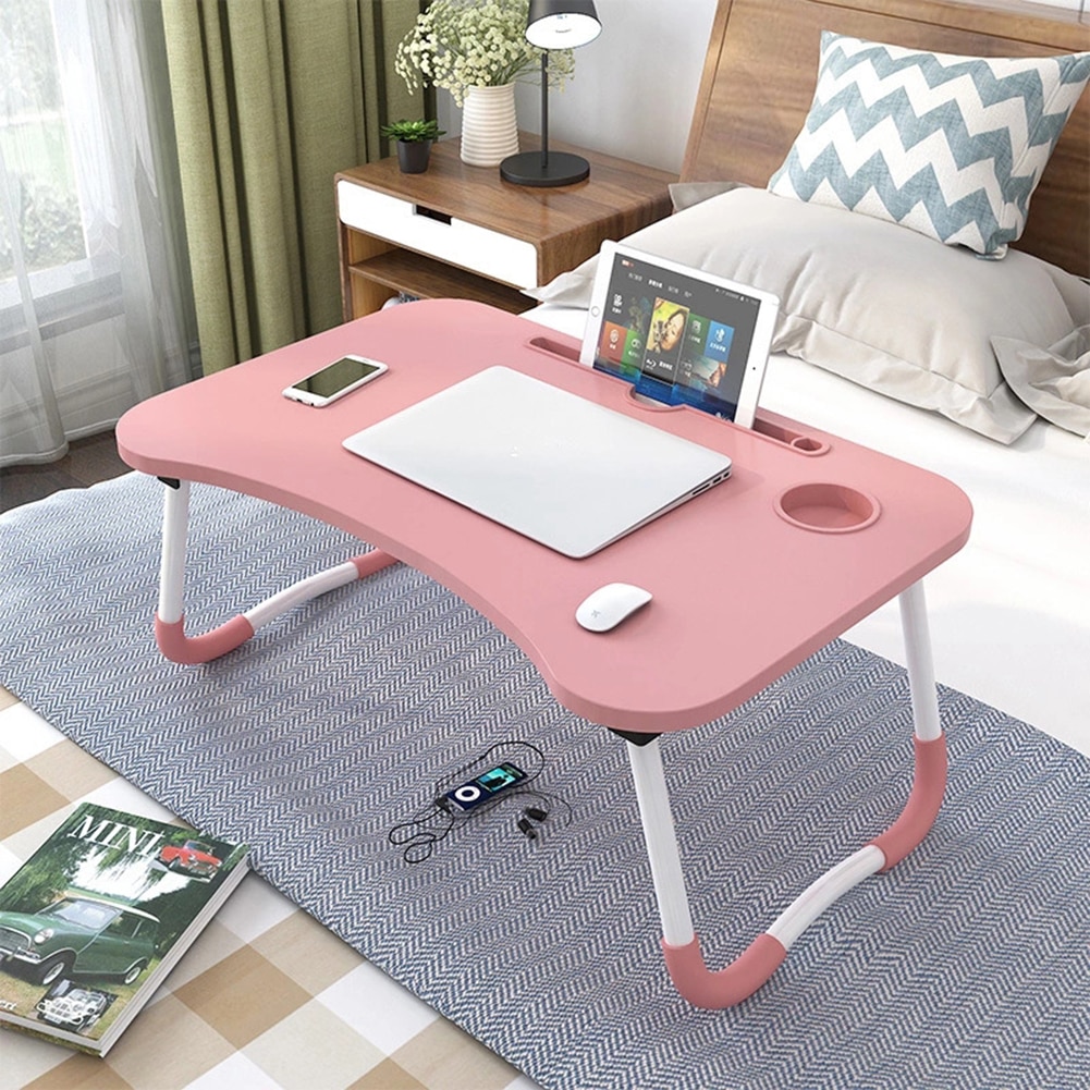 Mesa de estudio escritorio portátil plegable portátil soporte de mesa comer estudiar en la cama sofá ranura plegable escritorio de la computadora