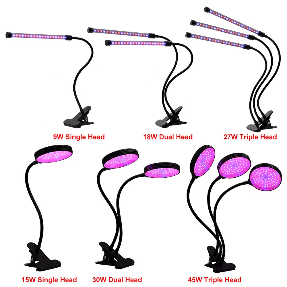 Luz LED de cultivo con Clip Flexible de 360 grados, fuente de alimentación USB, luz LED de escritorio para crecimiento de plantas.