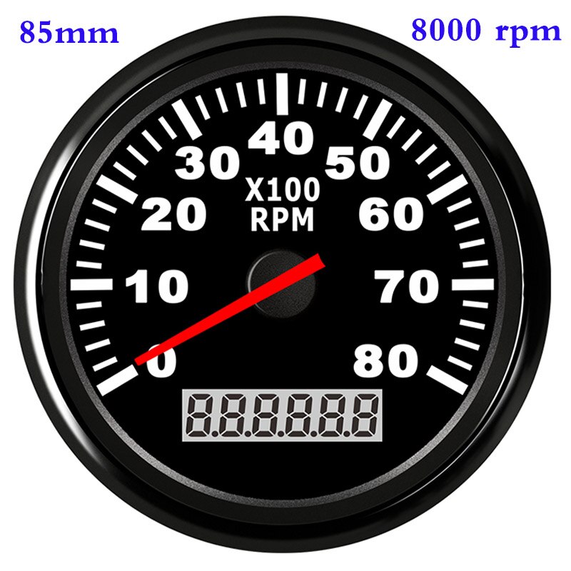6000 Rpm 8000 Rpm Boot Toerenteller Sensor Tacho Urenteller Gauge Lcd Urenteller 12V/24V 85Mm auto Toerenteller Voor Marine Accessoires