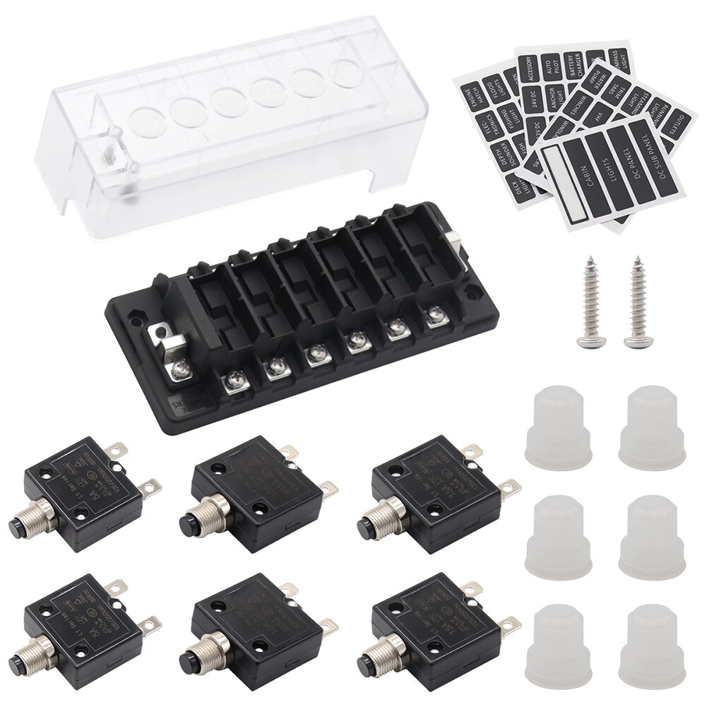 Car 6P Circuit Breaker Overload Protection Box Kit Circuit Breakers for Ship Vehicle Auto Replacement Parts