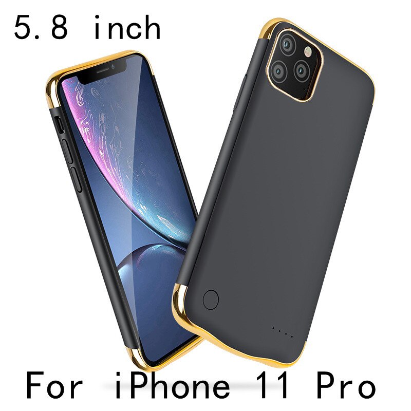 Slim Plating shockproof Battery Case For iPhone 11 Pro Max Battery Charger Case For iPhone 11 External Power Bank Charging Cover: i11 Pro-Black