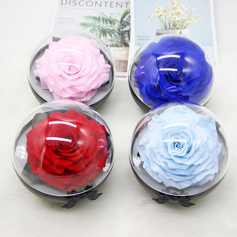 Bola de cristal, flor Artificial, de boda, simulación, vida duradera, rosas, bola, en forma de corazón, multicolor opcional