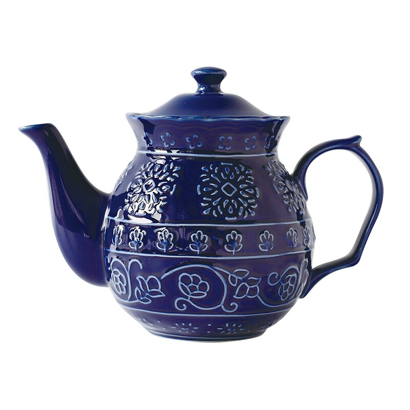 Dishes and plates Blue embossed flower dinner plate and coffee pot: 1180CC-Tea pot