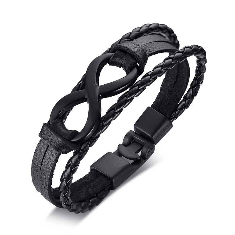 Modyle Mens Vrouwen Gevlochten Lederen Armband Liefde Infinity Charm Manchet Bangle Voor Mannen: 83213