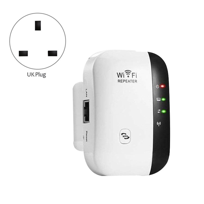 Wifi netværk repeater trådløs signalforstærker lille brød routing extender 300m relæ repeater uk plug