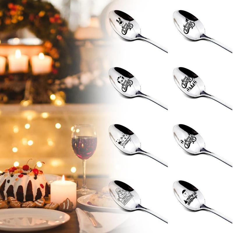Year Metal Merry Christmas Spoons Xmas Party Tableware Ornaments Christmas Decorations for Home Table Navidad Noel